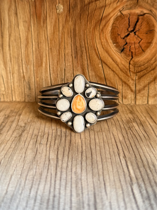 White Buffalo and Elk Ivory Combo Cuff